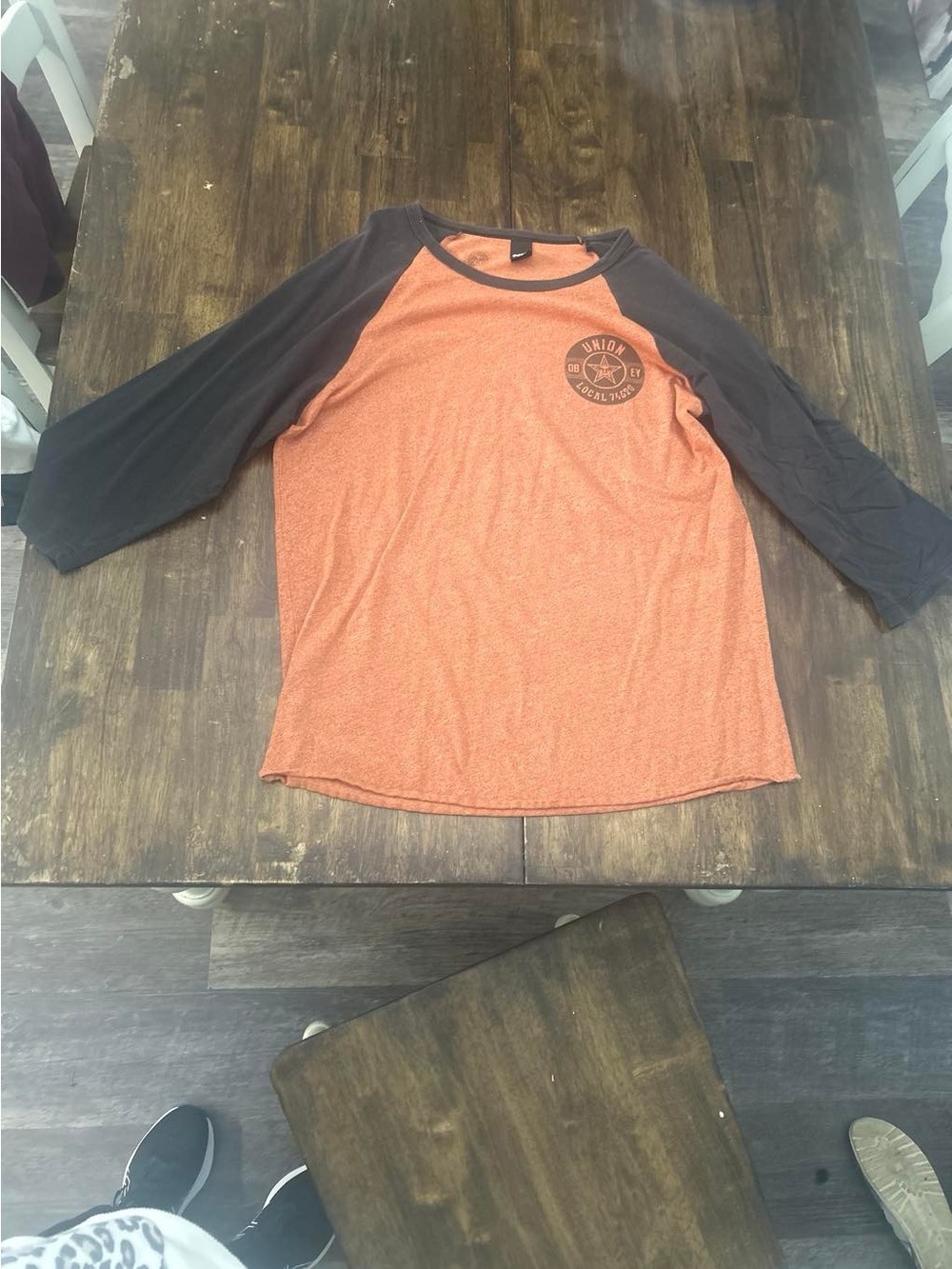 Obey Orange and Black Raglan Long Sleeve Tee